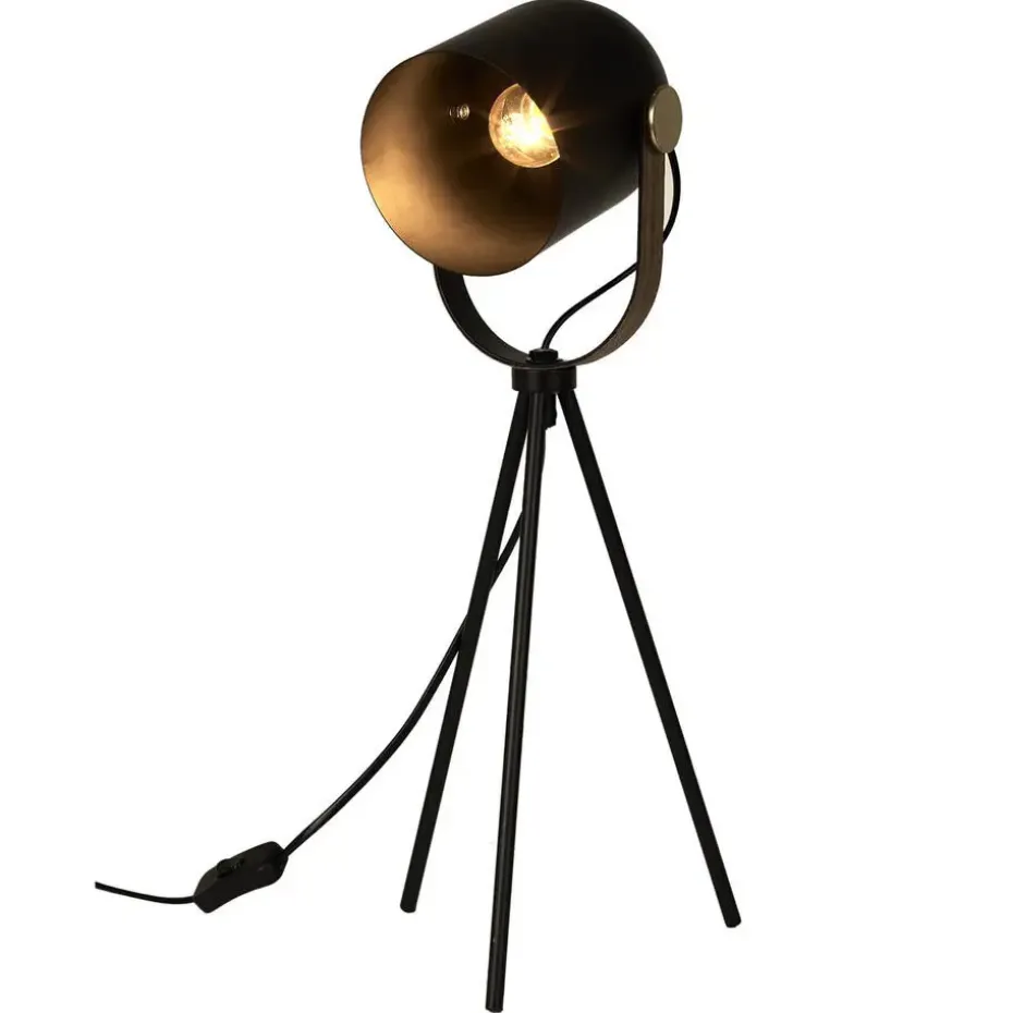 Home deco factory tafellamp industrieel - zwart - H46 cm