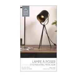 Home deco factory tafellamp industrieel - zwart - H46 cm