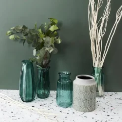 Home deco factory vaas Capella - boeket - glas - groen- H28 cm