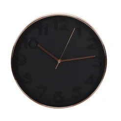 Home Deco Factory Wandklok - D30 cm - koper/zwart - kunststof