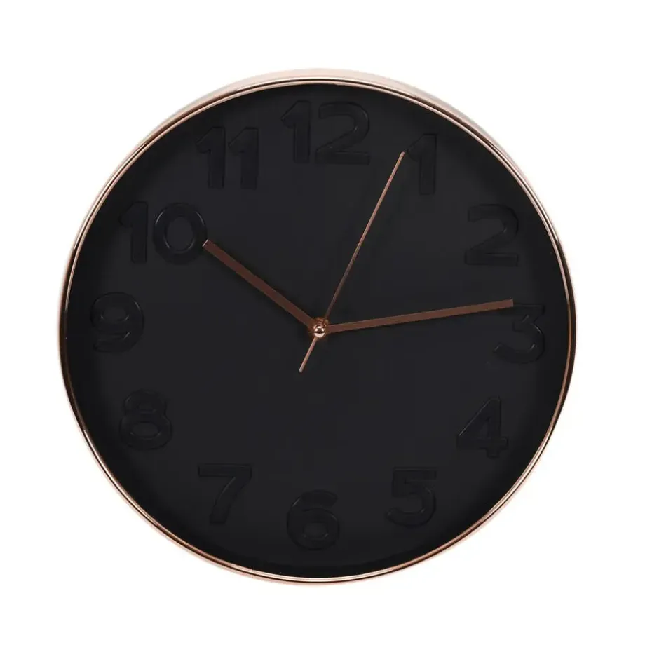 Home Deco Factory Wandklok - D30 cm - koper/zwart - kunststof