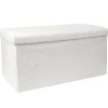 Home Deco Poef - MDF/polyester - Natuurlijk - wit - 76 x 38 cm