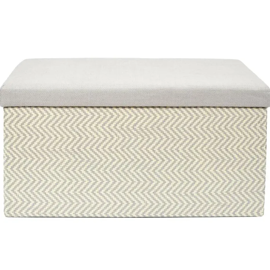 Home Deco Poef Fishbone - opbergbox - beige/grijs - 76 x 38 cm
