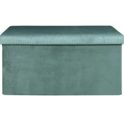 Home Deco Poef Velvet - opbergbox - blauw - 76 x 38 cm