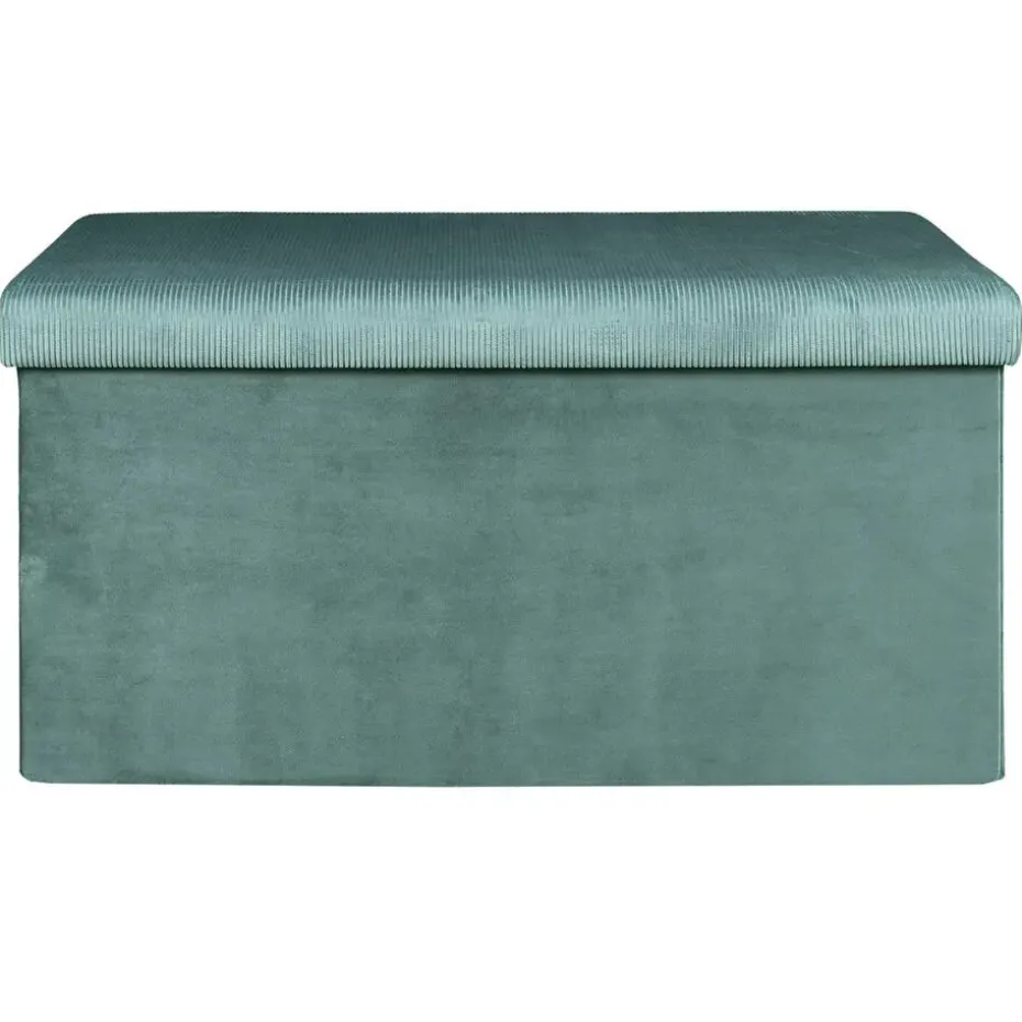 Home Deco Poef Velvet - opbergbox - blauw - 76 x 38 cm