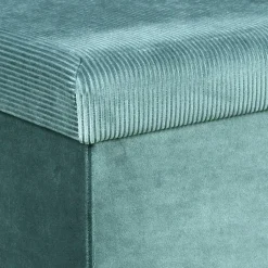 Home Deco Poef Velvet - opbergbox - blauw - 76 x 38 cm