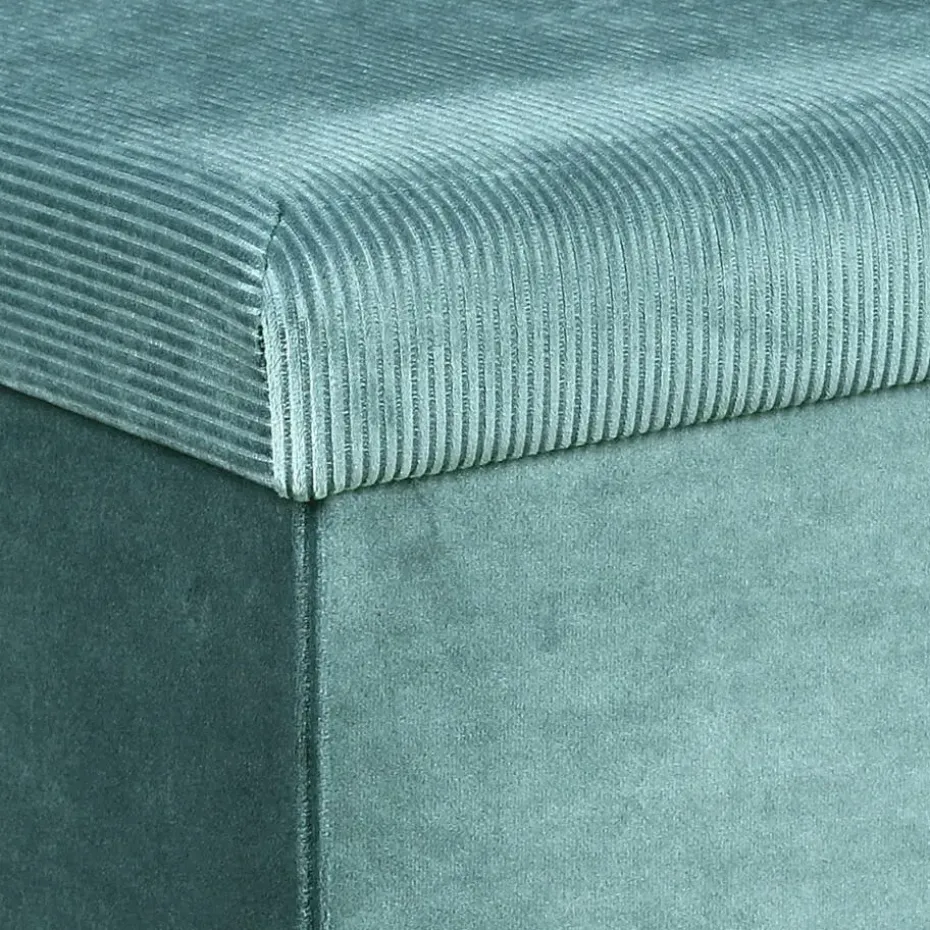Home Deco Poef Velvet - opbergbox - blauw - 76 x 38 cm