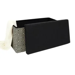 Home Deco Poefje - opbergbox - donkerbruin/zwart - 76 x 38 cm