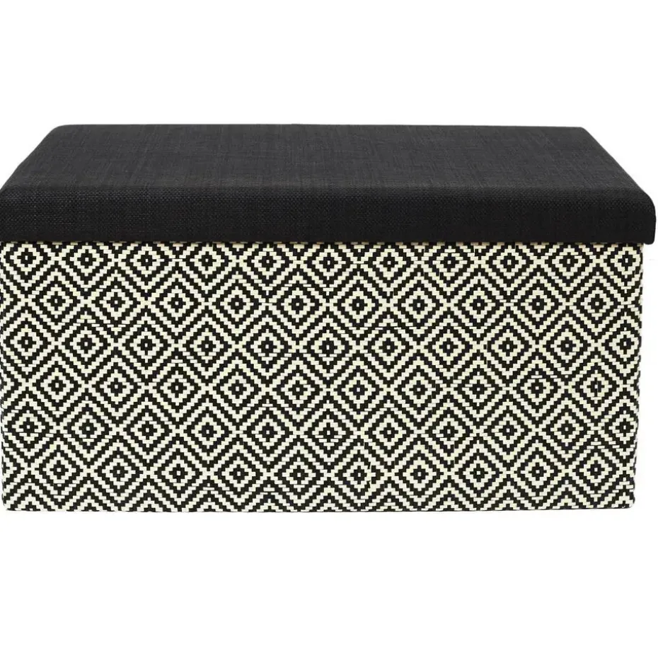 Home Deco Poefje - opbergbox - donkerbruin/zwart - 76 x 38 cm