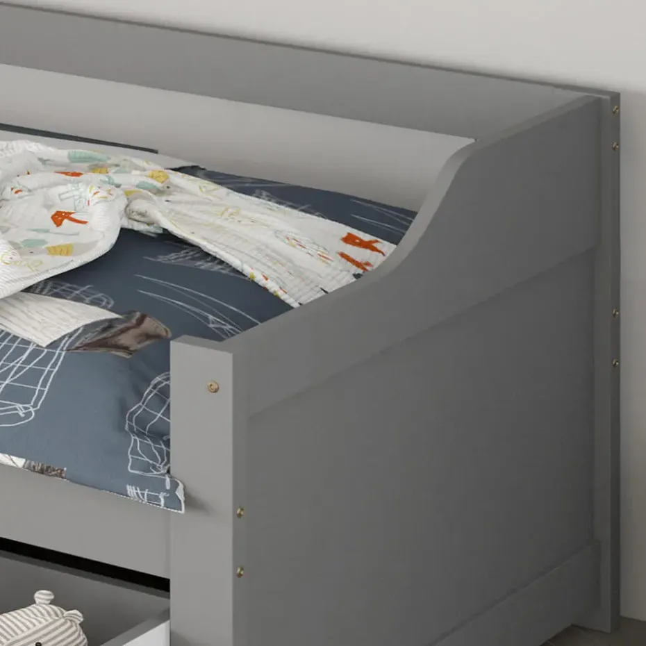 HOME DELUXE COSMOS kinderbed met lades en matras - 90 x 200 cm grijs