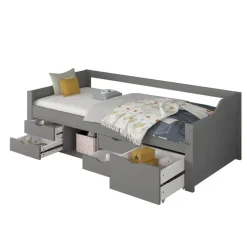 HOME DELUXE COSMOS kinderbed met lades - 90 x 200 cm grijs