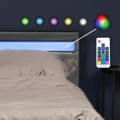 HOME DELUXE LED bed ASTRO donkergrijs 90 x 200 cm