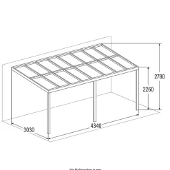 HOME DELUXE Terrasoverkapping SOLIS Grijs 435 / 442 x 300 / 303 x 278 / 226 cm