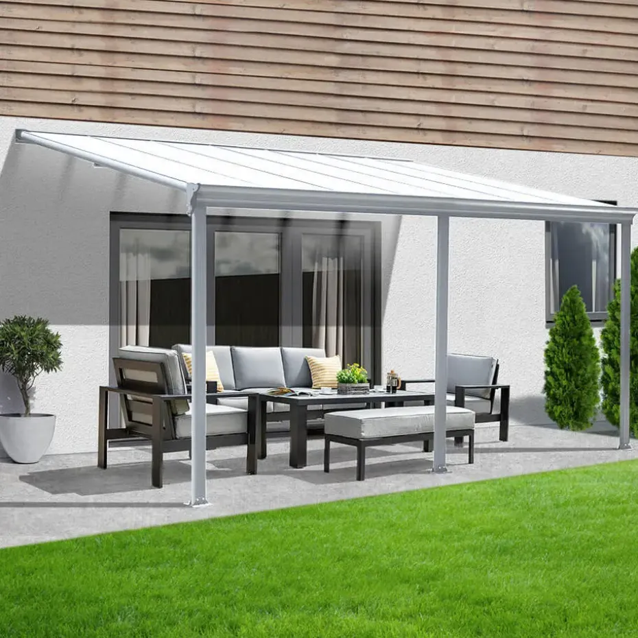 HOME DELUXE terrasoverkapping SOLIS wit 435 / 442 x 300 / 303 x 278 / 226 cm