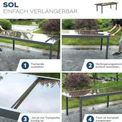 HOME DELUXE tuintafel SOL - 240cm - Grijs