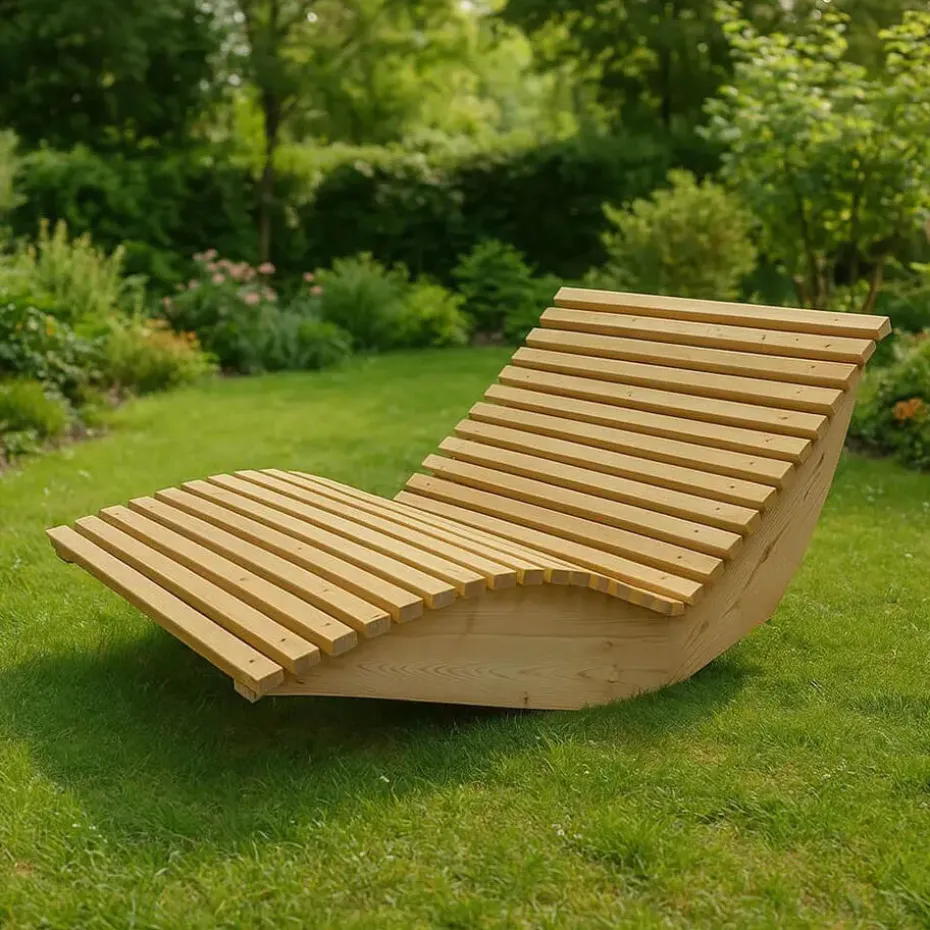 HOME DELUXE Wave houten ligstoel WOLGA - 120 cm