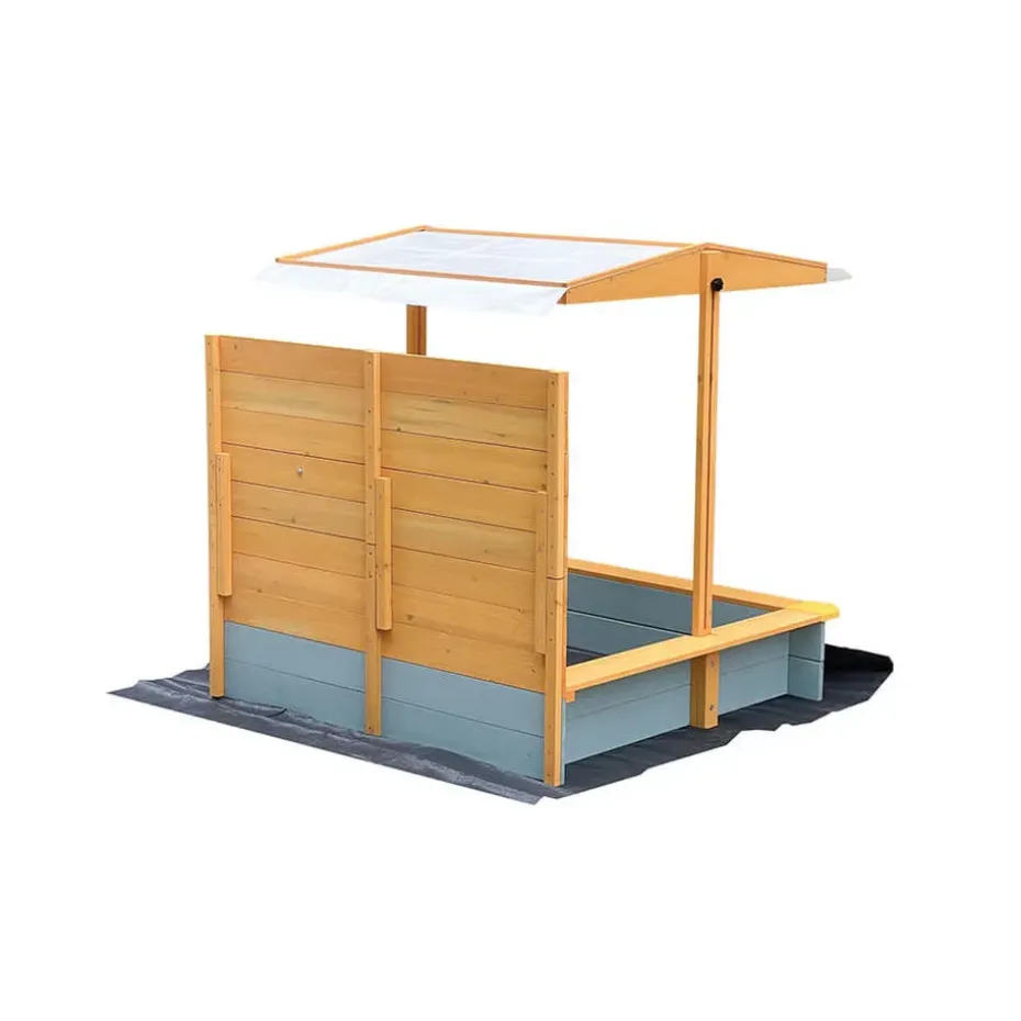 HOME DELUXE Zandbak met overkapping SANDY - hout/grijs