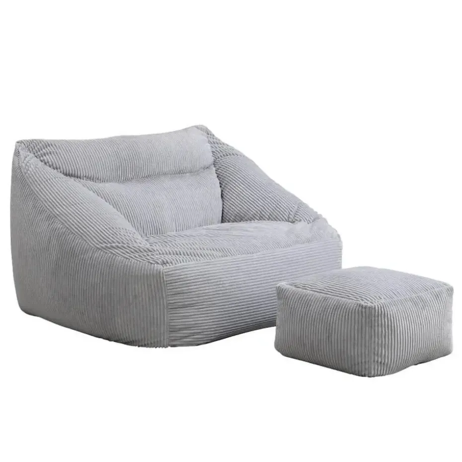 HOME DELUXE zitzak COSY lichtgrijs incl. krukje