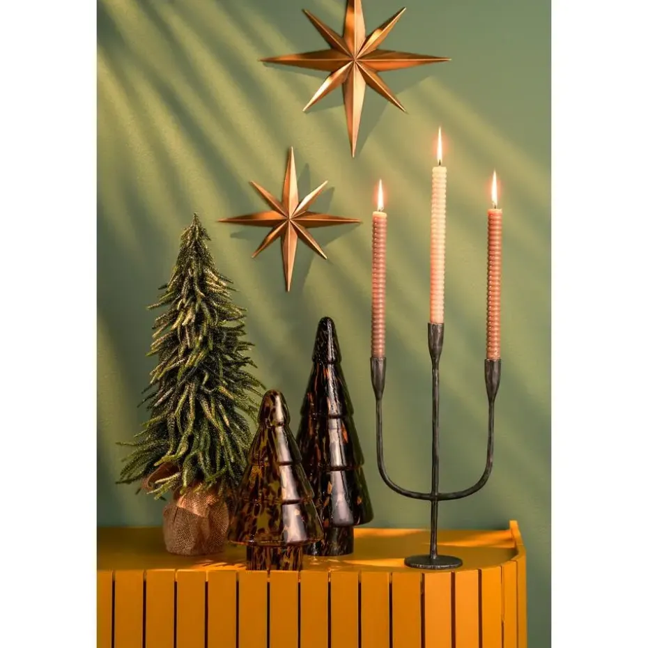 House of Seasons Stretto Kandelaar - L21 x B9,5 x H40,5 cm - Zwart