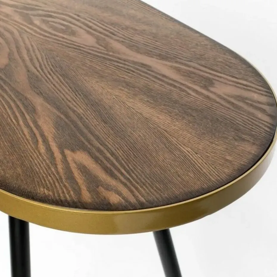 Housecraft Denise Consoletafel/ Wandtafel Hout 121x 91 cm Bruin/ Goud