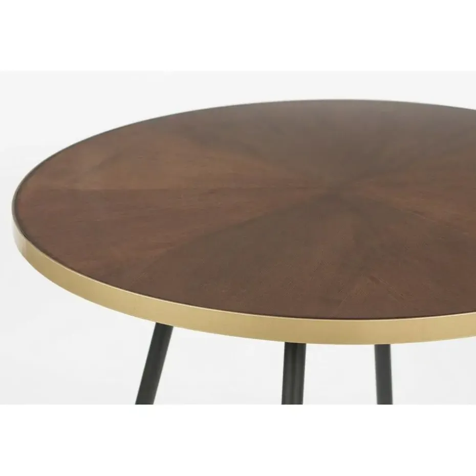Housecraft Denise Eettafel Hout Rond 91 cm Bruin/ Goud