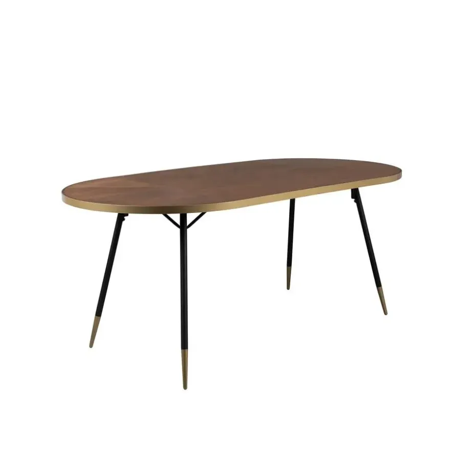 Housecraft Denise Eettafel Hout Ovaal 180x90 cm Bruin/ Goud