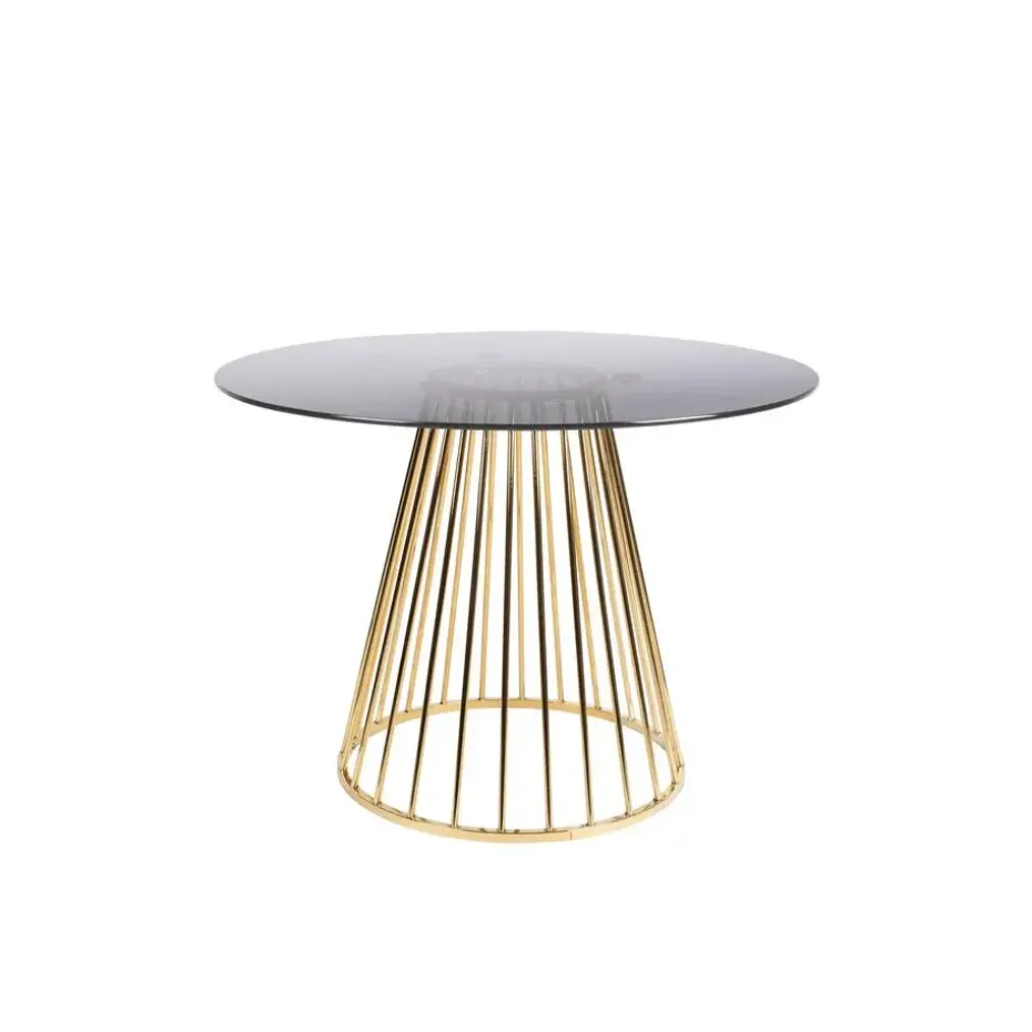 Housecraft Floris Eettafel Rond Glas 110 cm Goud