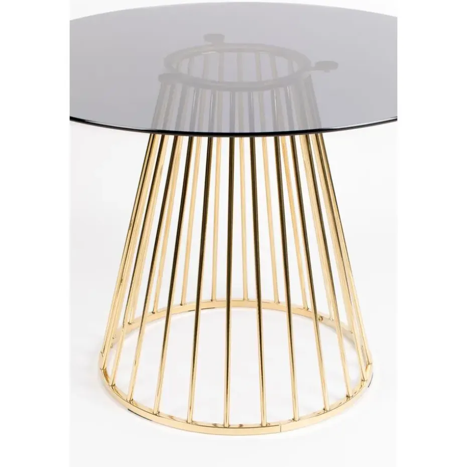 Housecraft Floris Eettafel Rond Glas 110 cm Goud