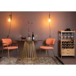 Housecraft Floris Eettafel Rond Glas 110 cm Goud