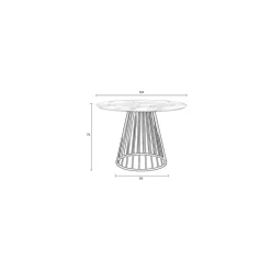 Housecraft Floris Eettafel Marmerlook Rond 110 cm Zwart/ Wit