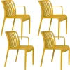 Housecraft Living Mante Tuinstoelen Armleuning Kunststof Geel - Set van 4