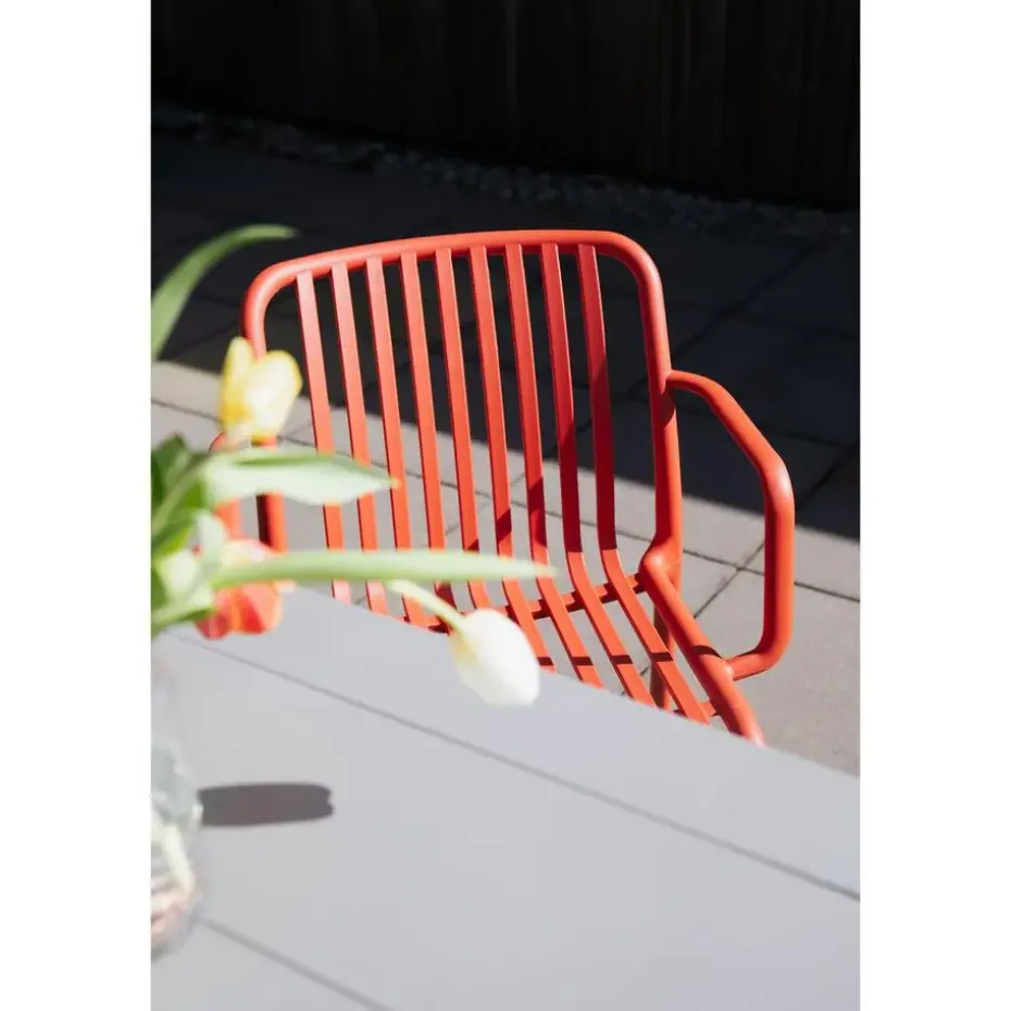 Housecraft Living Mante Tuinstoelen Armleuning Kunststof Terra/ Rood - Set van 4