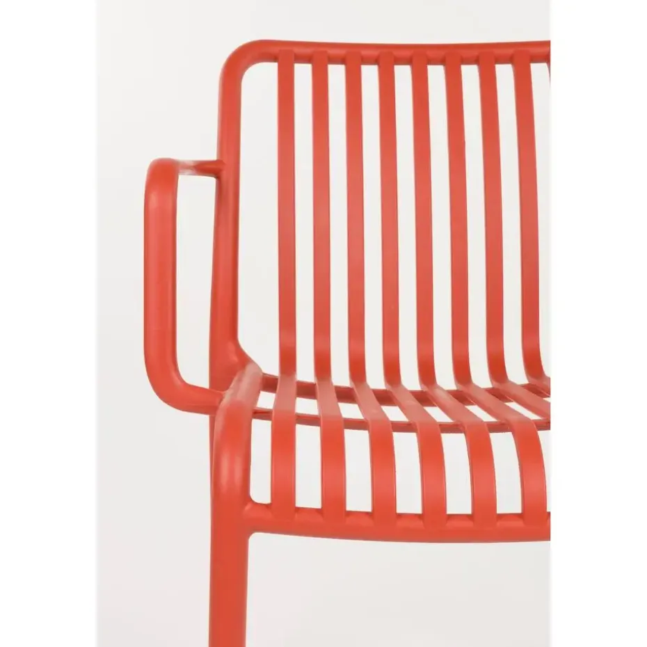 Housecraft Living Mante Tuinstoelen Armleuning Kunststof Terra/ Rood - Set van 4