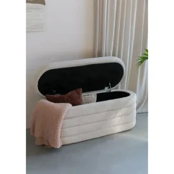 Housecraft Living Zuma bankje Bouclé Wit/ Beige