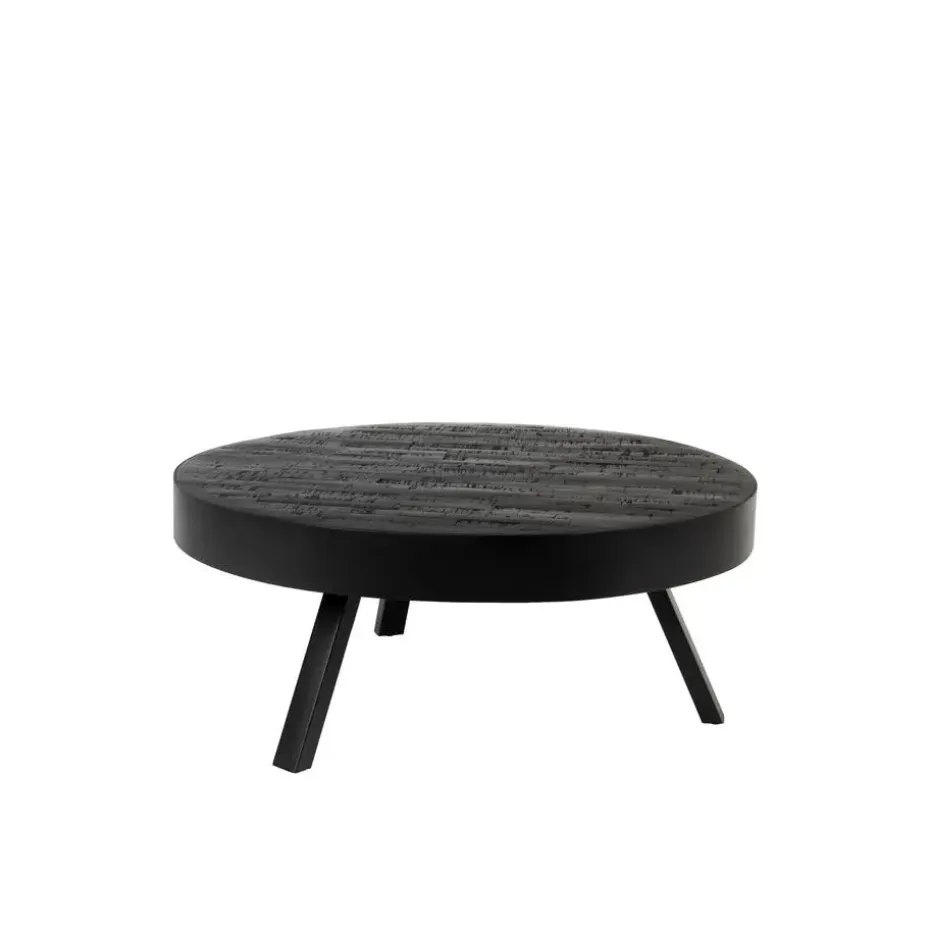 Housecraft Suri Salontafel Rond Hout Teak 70 cm Zwart