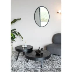 Housecraft Suri Salontafel Rond Hout Teak 70 cm Zwart