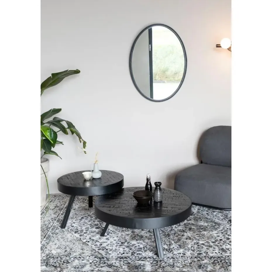 Housecraft Suri Salontafel Rond Hout Teak 70 cm Zwart