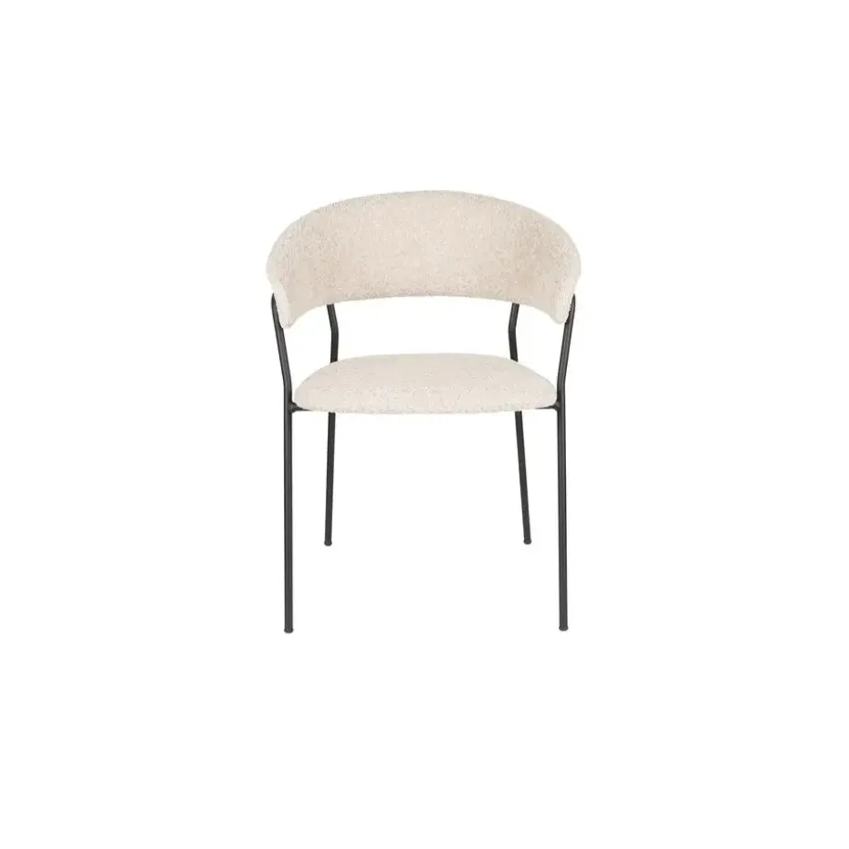 Housecraft Zeri Eetkamerstoelen armleuning Off white/ Zwart - Set van 2