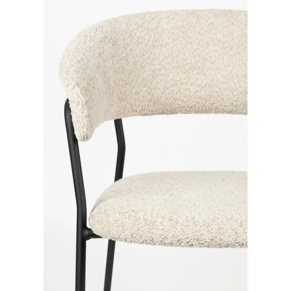 Housecraft Zeri Eetkamerstoelen armleuning Off white/ Zwart - Set van 2