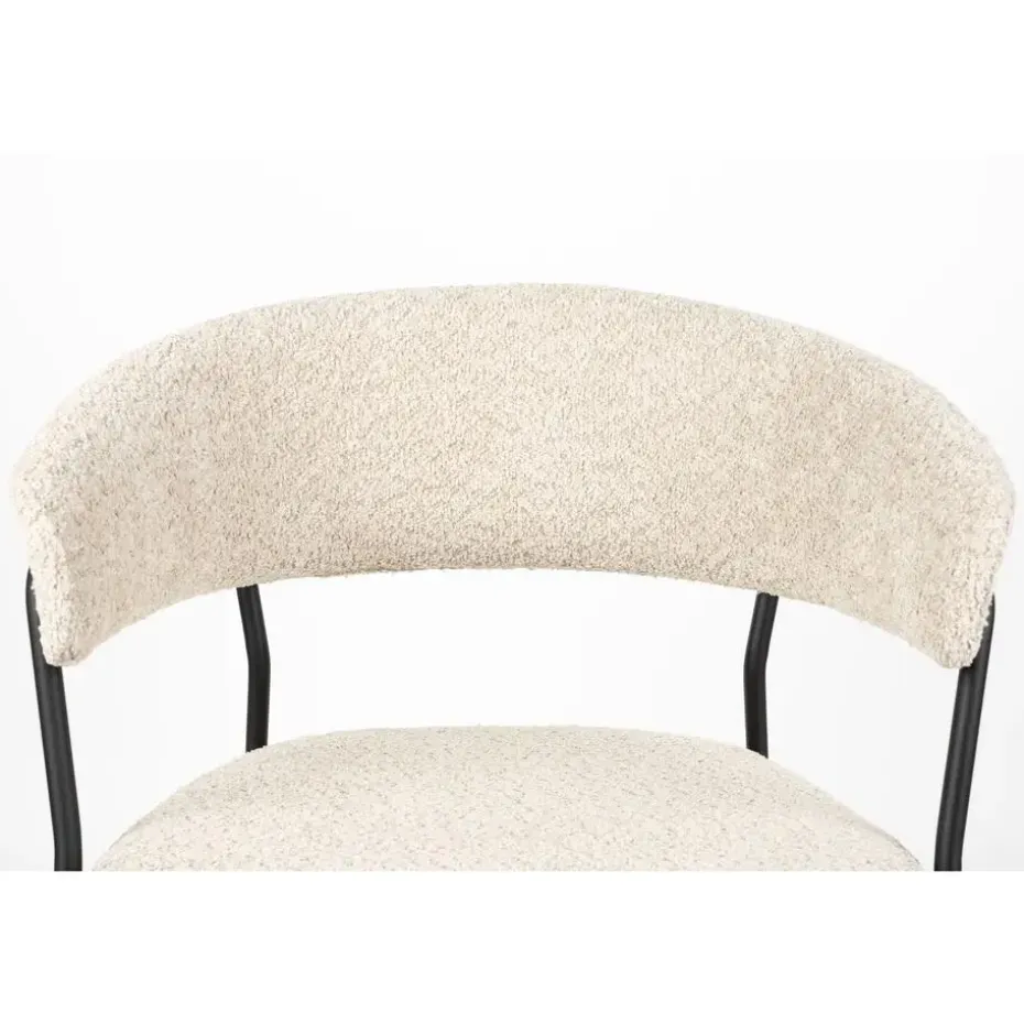 Housecraft Zeri Eetkamerstoelen armleuning Off white/ Zwart - Set van 2