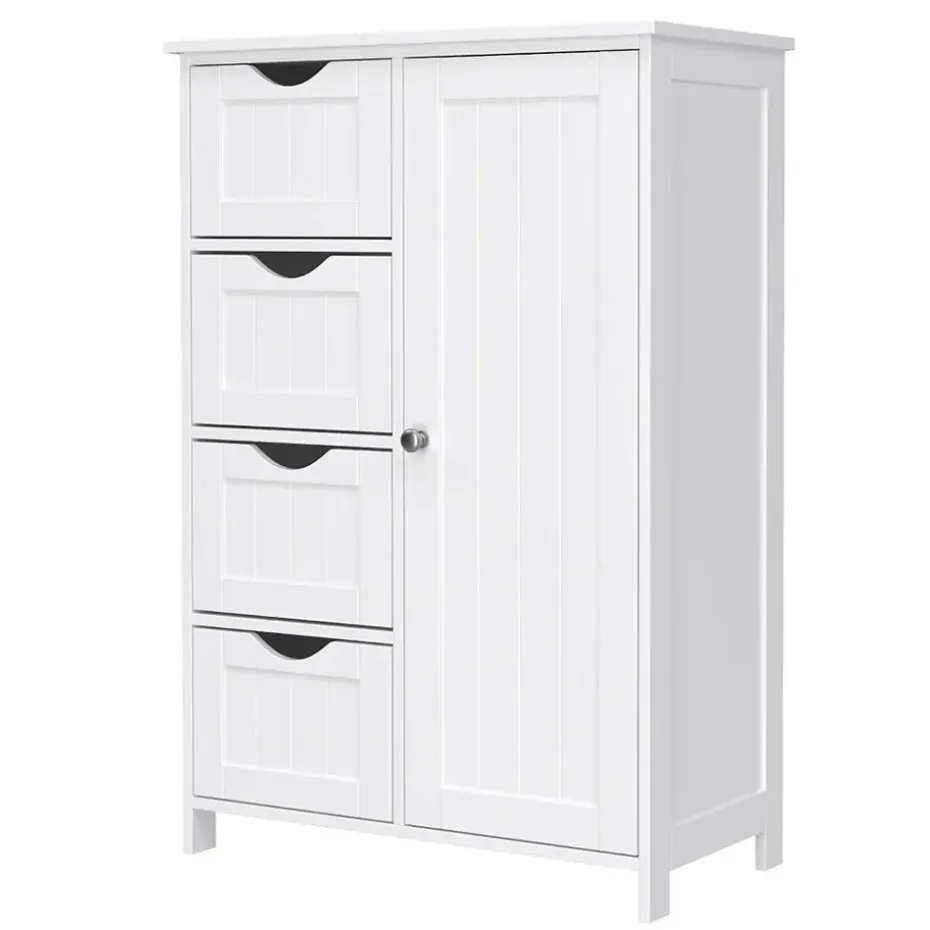Houten Badkamer Buffet met 4 laden - Vrijstaand - Wit