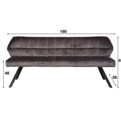 Hoyz - Eetkamerbank Raster - 180cm Breed - 3 Personen - Grijs