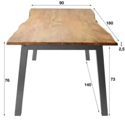 Hoyz - Eetkamertafel Edge - Bruin - Hout - 180x90x76