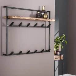 Hoyz - Kapstok Air Solid - 12 Haken - Massief Acaciahout - 100x30x80