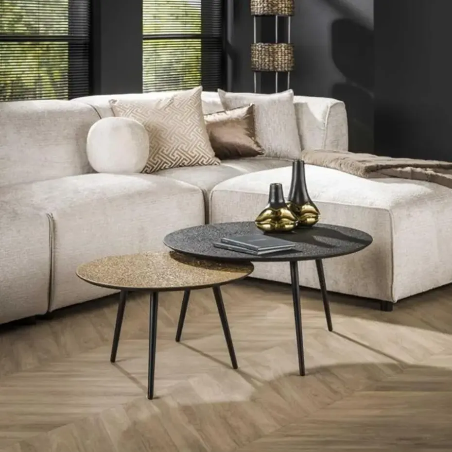 Hoyz - Salontafel Metallic - Rond - Grijs - Set van 2