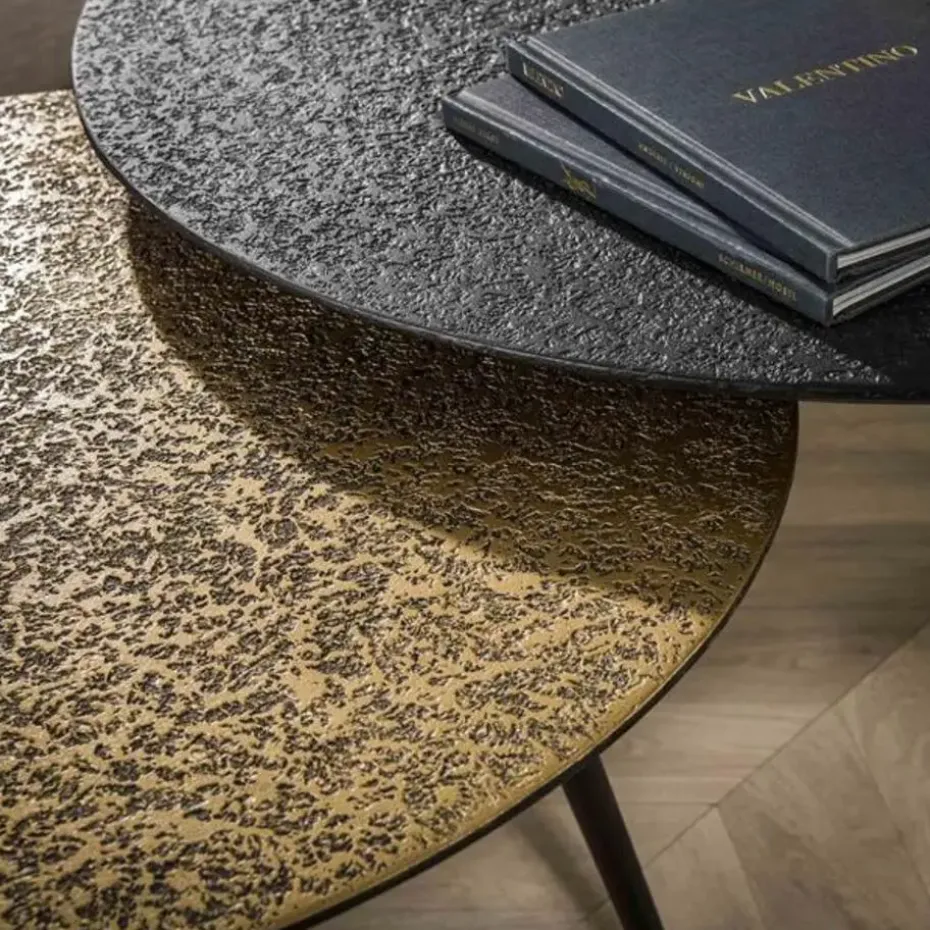 Hoyz - Salontafel Metallic - Rond - Grijs - Set van 2