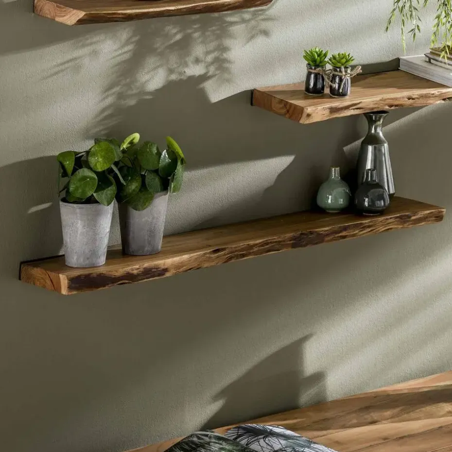Hoyz - Wandplank 120 edge - Acaciahout - Bruin