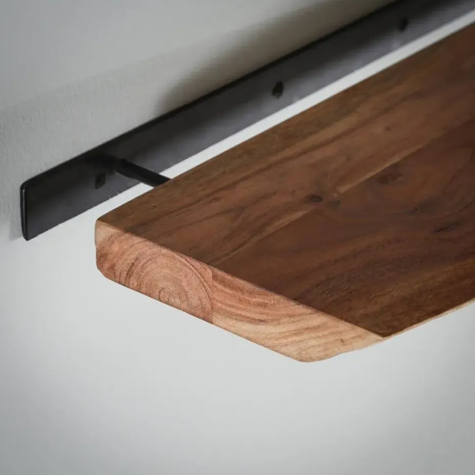 Hoyz - Wandplank 120 edge - Acaciahout - Bruin