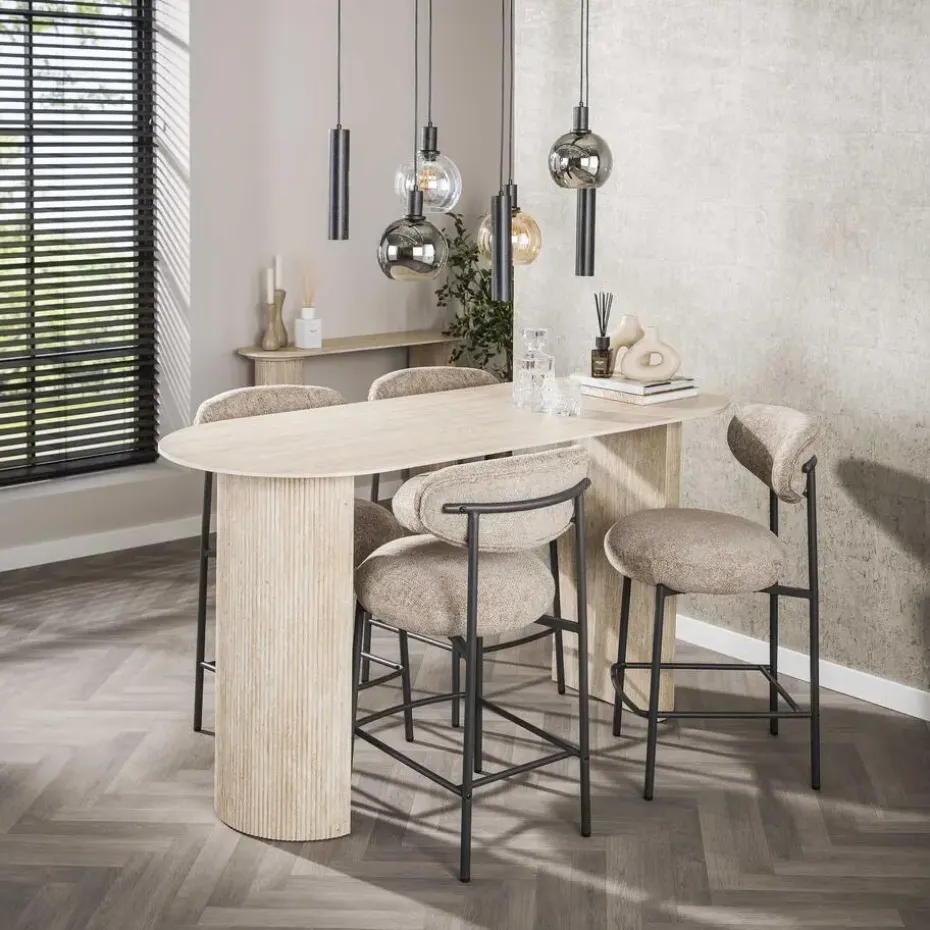Hoyz Collection - Bartafel Romano Arch Plat Ovaal 180cm - Keramiek Travertin
