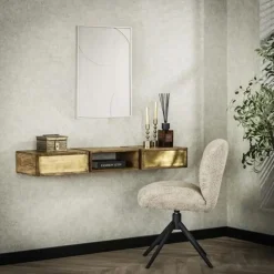 Hoyz Collection - Kaptafel Brass - Massief Mango Zwart - 123cm breed